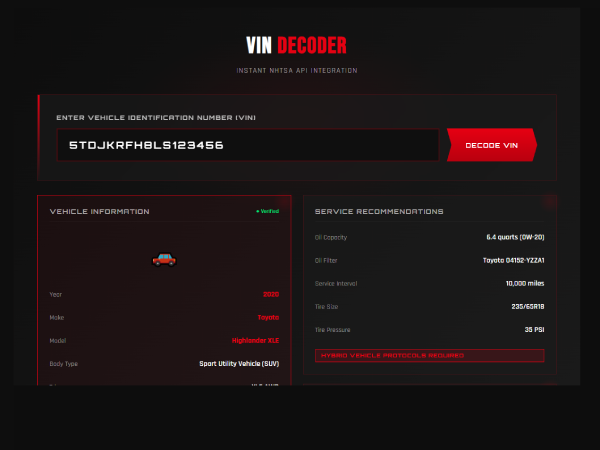 VIN Decode Interface